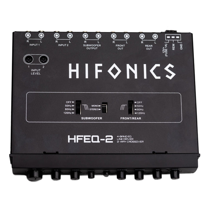 Hifonics HFEQ-2 4-Band Equalizer with 9 volt Line Driver and Multiple-Source Signal Processor