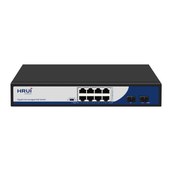 10-Port Gigabit Intelligent PoE Switch HR901-AFG-82NS with 2 Gigabit Uplink Ports