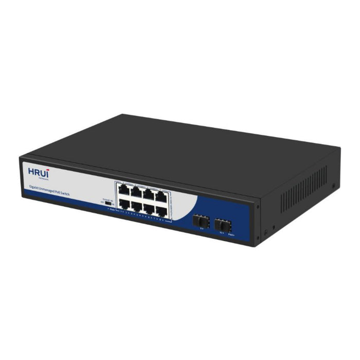 10-Port Gigabit Intelligent PoE Switch HR901-AFG-82NS with 2 Gigabit Uplink Ports