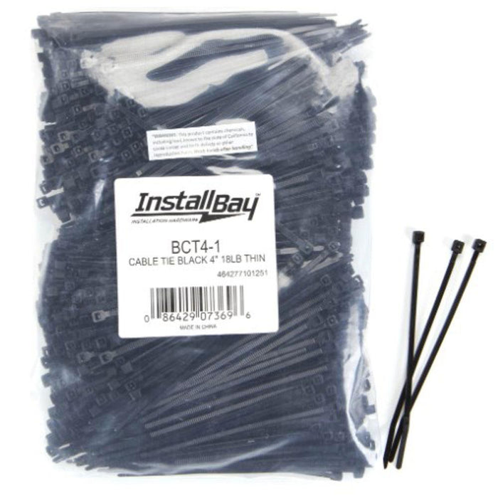 The Install Bay BCT4-1 4 Inch 18LBS Cable Tie Black Package of 1000