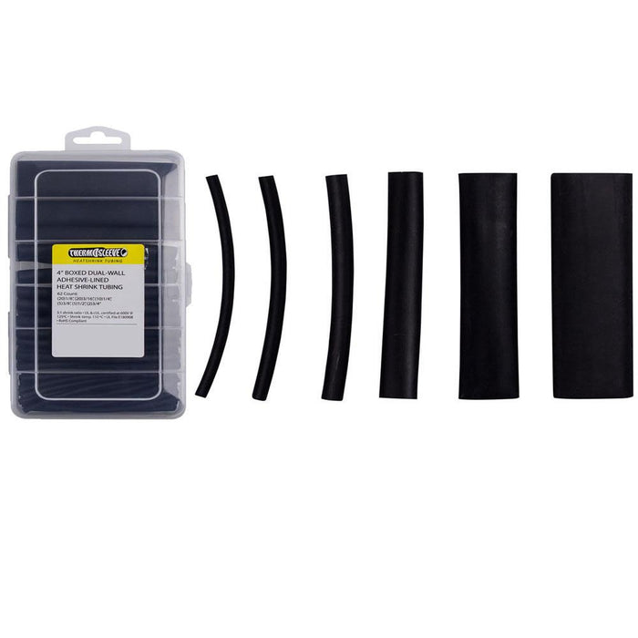 IBHST62AB 62 Pc Dual Wall Heat Shrink Kit - 4in Assorted 3:1 Black