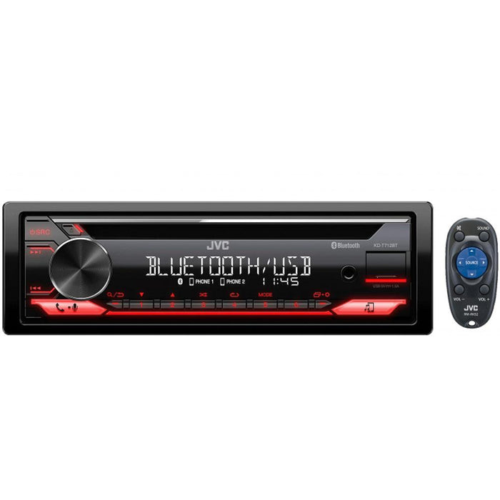 JVC KD-T712BT 1-DIN CD Receiver With Front USB/AUX Input & Remote App