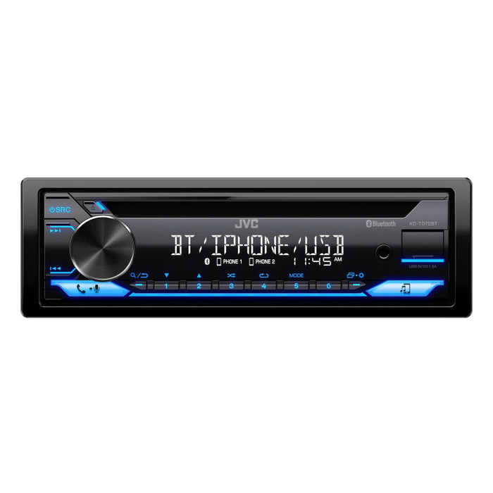 JVC KD-TD72BT Single-DIN CD USB Bluetooth AM/FM Radio 13-Band Android Iphone Control EQ Receiver Car Stereo