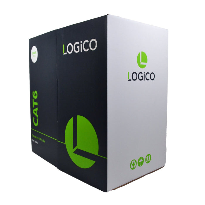 Logico C6EU2805 CAT6 UTP 23 AWG 550Mhz Pure Copper Bulk Ethernet Network Cable Riser Green 1000ft