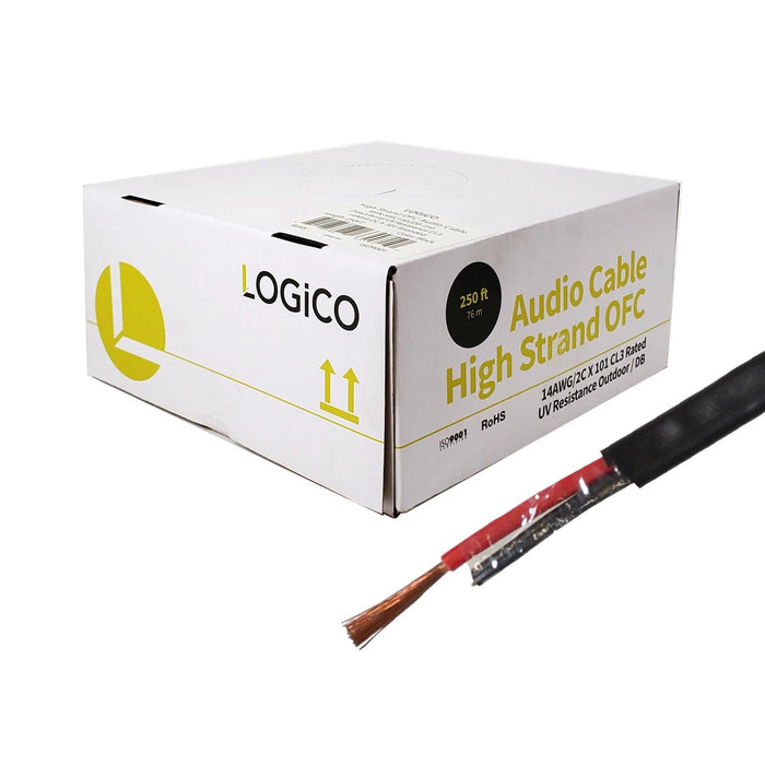 Logico 14 AWG in-Wall Outdoor Direct Burial UV Black Cable Wire 14/2 250ft