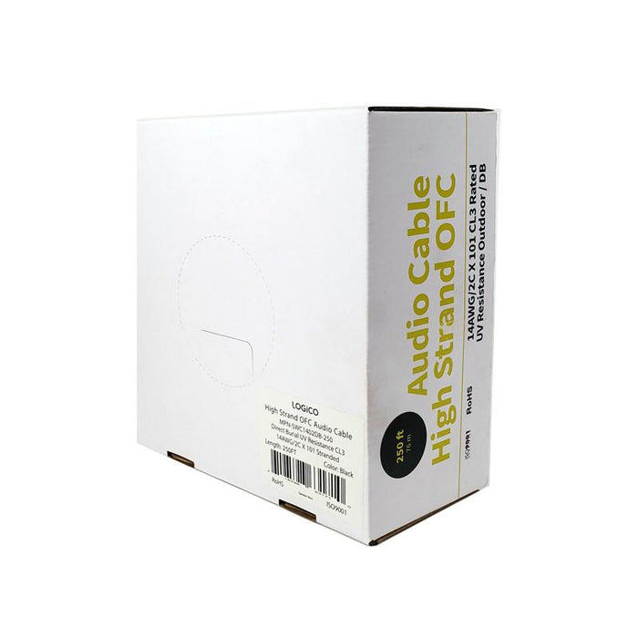 Logico 14 AWG in-Wall Outdoor Direct Burial UV Black Cable Wire 14/2 250ft