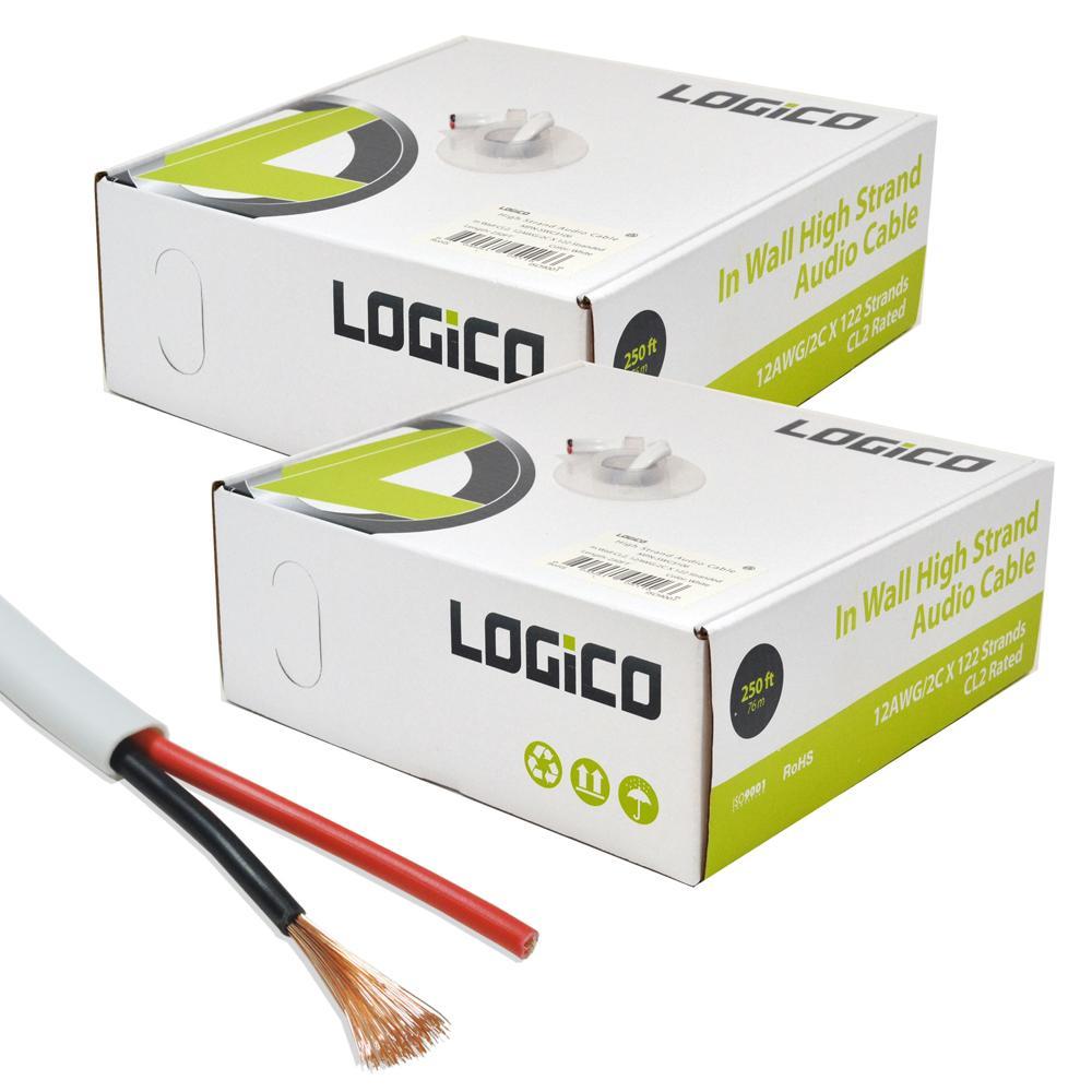 500Ft In Wall Audio Speaker Wire 12/2 12AWG 2 Conductor Speaker Wire B