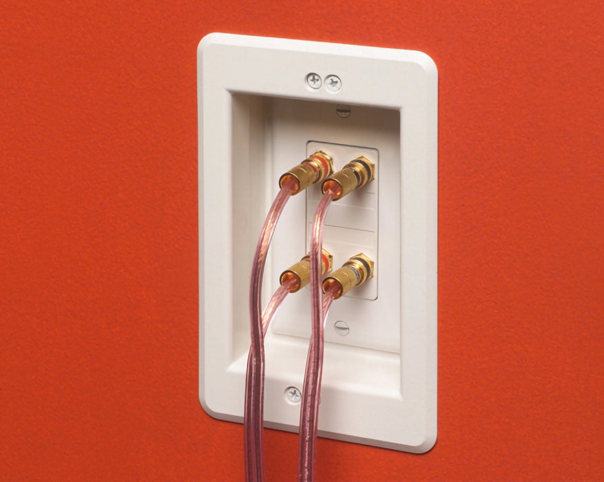 Arlington LVU1W 1-Gang Recessed Low Voltage Mounting Bracket with Paintable Wall Plate, White