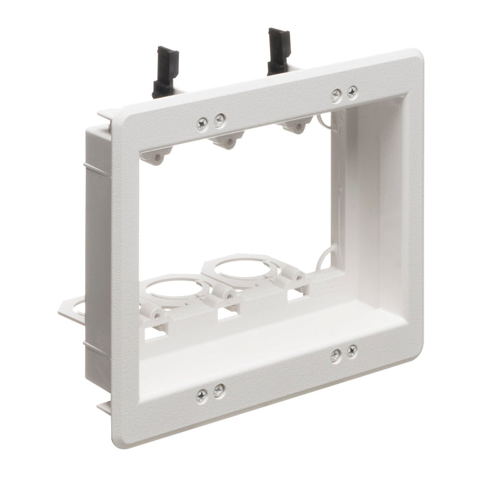 Arlington LVU3W 3-Gang Recessed Low Voltage Mounting Bracket with Paintable Wall Plate, White