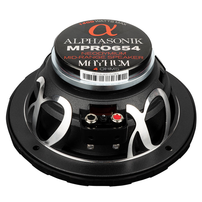 Alphasonik MPRO654 Mayhem Series 6.5" Midrange Speakers 4 Ohm Neodymium Pair
