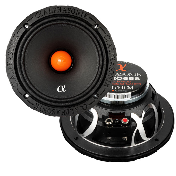 Alphasonik MPRO658 Mayhem Series 6.5" Midrange Speakers 1400W 8 Ohm Neodymium Pair