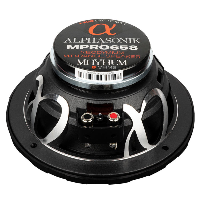 Alphasonik MPRO658 Mayhem Series 6.5" Midrange Speakers 1400W 8 Ohm Neodymium Pair