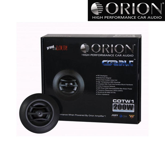 Orion COTW1 Cobalt Dome Tweeters 4 Ohm 200W Surface or Flush Mount - Pair