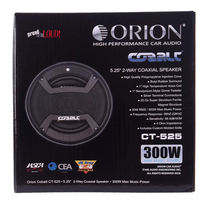 Orion CT-525 Cobalt CT Series 5.25” 2-Way Coaxial Speaker 300 Watts (Pair)