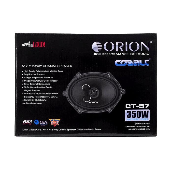Orion Cobalt CT-57 5"x7" 2-Way 350 Watts Max Power Coaxial Speakers Car Audio