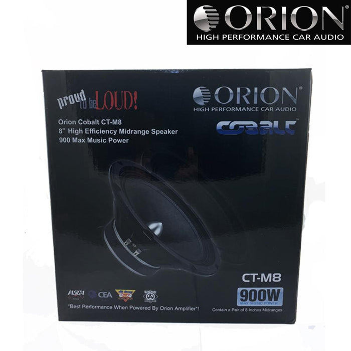 Orion CT-M8 8" High Efficiency Midrange Speakers 900 Watts Max 4 Ohm Cobalt CTM8