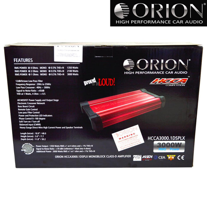 Orion HCCA3000.1DSPLX HCCA Class D Monoblock Amplifier 3000 Watts RMS 1 Ohm SPLX