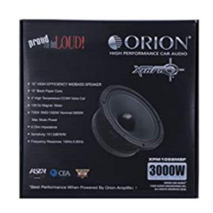 Orion XPM1058MBF 10" 3000 Watts 8-Ohm Midbass Car Pro Audio Speakers