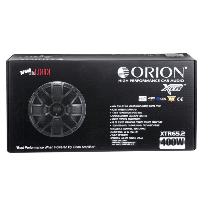 Orion XTR65.2 6.5" 2-Way XTR Series 400W 4 Ohm Coaxial Speaker System
