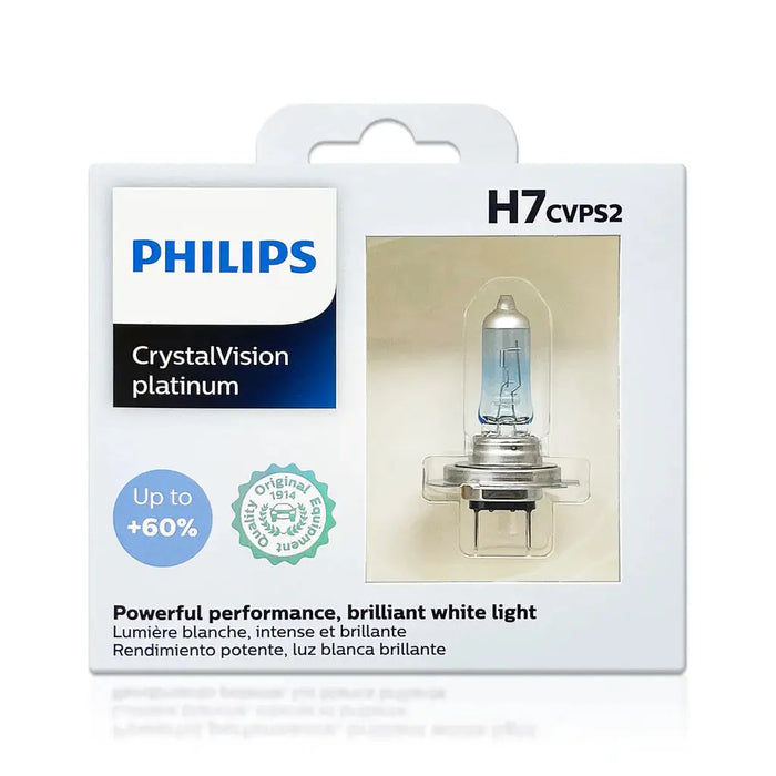 Philips 12972CVPS2 H7 CrystalVision Platinum 55W 12V Halogen Car Headlight Bulb (Pack of 2)