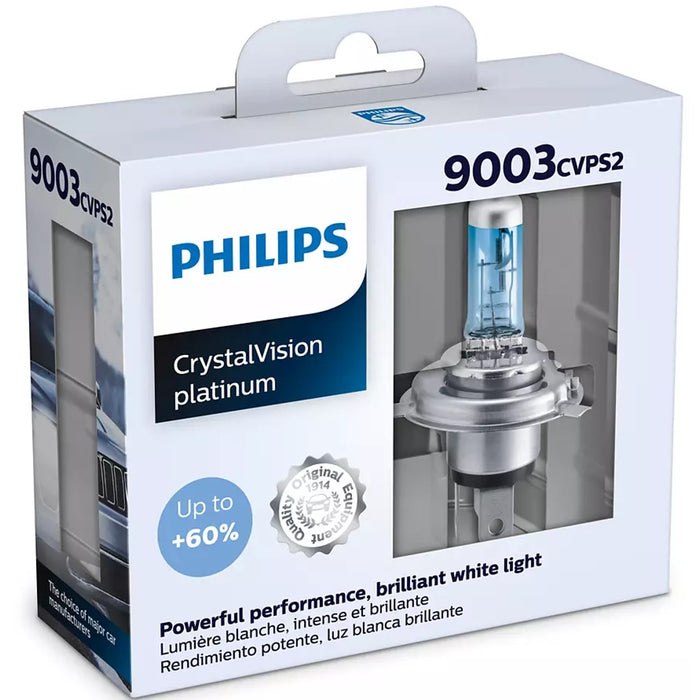Philips 9003CVPS2 9003 CrystalVision Platinum 55W 12V Halogen Car Headlight Bulb (Pack of 2)