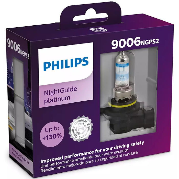Philips 9006NGPS2 9006 NightGuide Platinum 55W 12V Halogen Car Headlight Bulb (Pack of 2)