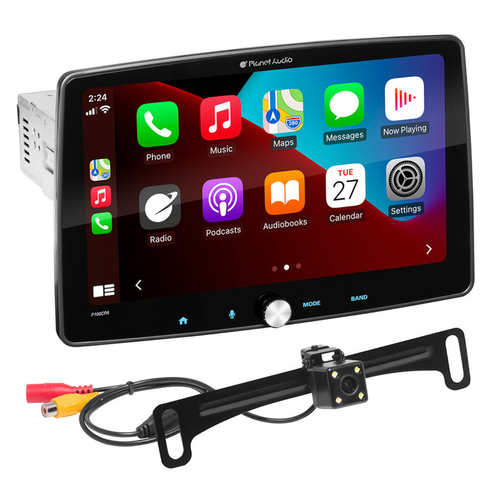 Planet Audio P100CPAC Car Receiver 10.1" with Apple CarPlay and Android Auto+ Camera