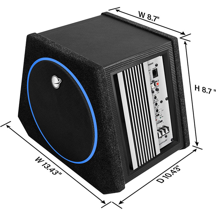 Planet Audio PAB80 8" 250W Amplified Subwoofer System with R2AK8 Amp Kit Combo