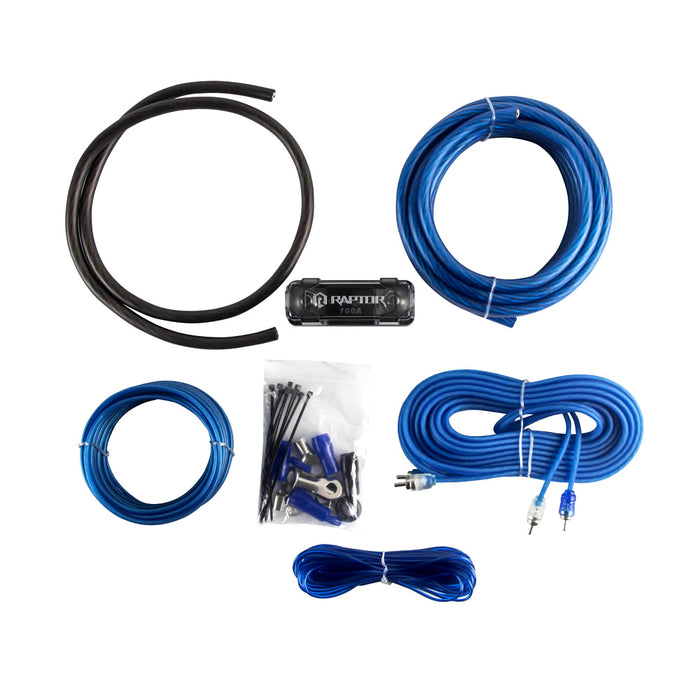 Raptor R2AK4 4 Gauge Complete Amp Kit w/ RCA for Up to 1100W Systems