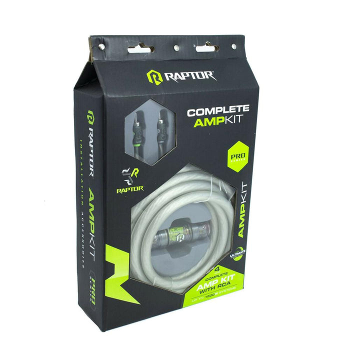 Raptor R5A4 Pro Series 1500W 4 AWG Amp Kit with RCA Cable Oxygen Free Copper