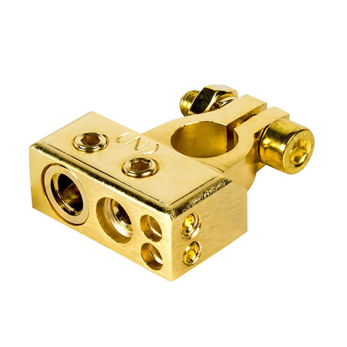 Raptor R4BTN Heavy-duty Negative Battery Terminal 1/0 4 & (2) 8 Gauge Output Gold Plated