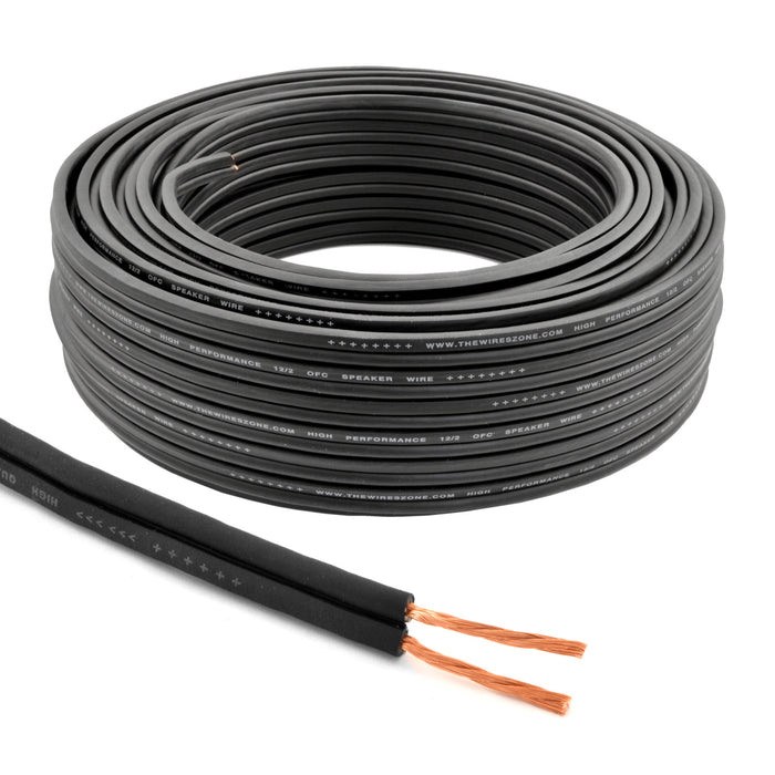 100-250 ft. 12 AWG High Performance OFC Full Copper Home and Car Audio Speaker Wire Black