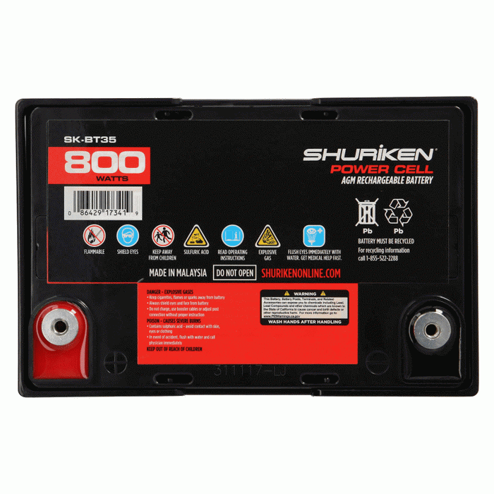 Shuriken SK-BT35 800 Watts 35 Amp Hours Compact Size AGM 12V Battery