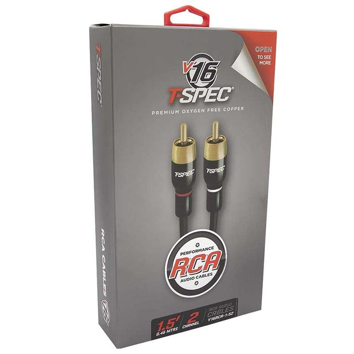 T-Spec V16RCA-1-52 V16 Series 2-Channel Gold-plated Copper RCA Audio Cables 1.5 Feet