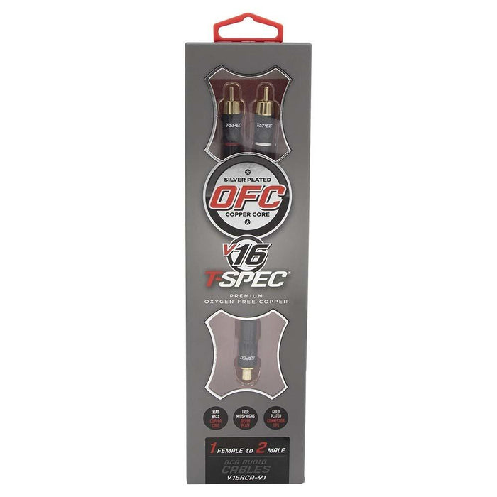 T-Spec V16RCA-Y1 V16 Series RCA Audio Cables 26AWG Gold-plated Copper 1 Female 2 Males