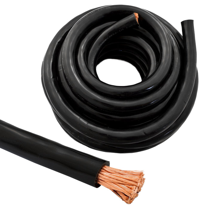 1/0 Gauge 25ft OFC Power Cable Oxygen-Free Copper Ground Wire (0/1 AWG 25' Black)
