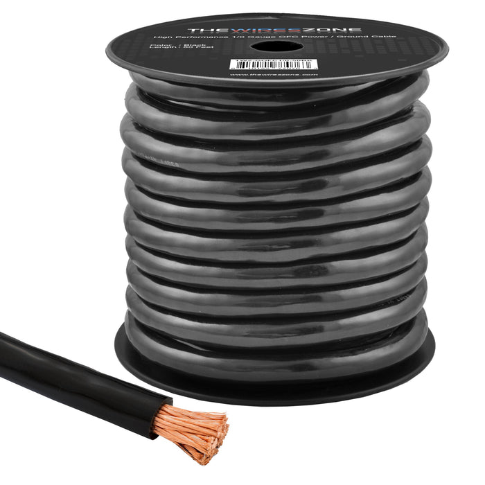 1/0 Gauge 50ft OFC Power Cable Oxygen-Free Copper Ground Wire Black