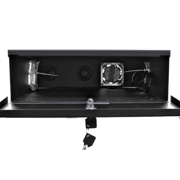 Heavy Duty 15" x 15" x 5" DVR Security Lock Box with Fan for CCTV Security Systems - (Black / White)