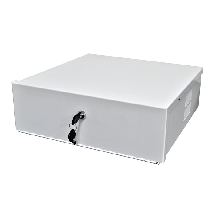 Heavy Duty 15" x 15" x 5" DVR Security Lock Box with Fan for CCTV Security Systems - (Black / White)