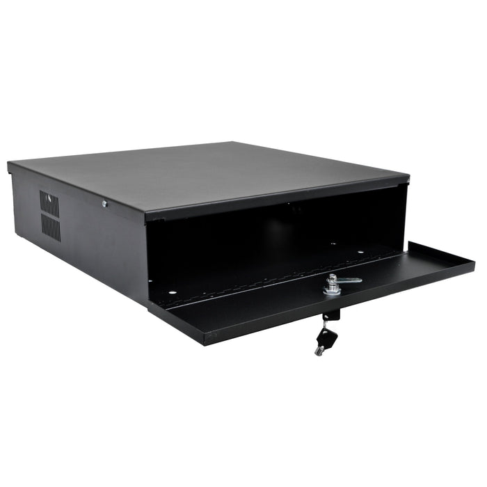 Heavy Duty 18" x 18" x 5" DVR Security Lock Box with Fan for CCTV Security Systems - (Black / White)