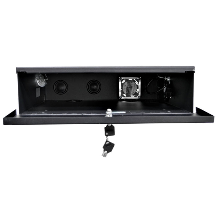 Heavy Duty 18" x 18" x 5" DVR Security Lock Box with Fan for CCTV Security Systems - (Black / White)
