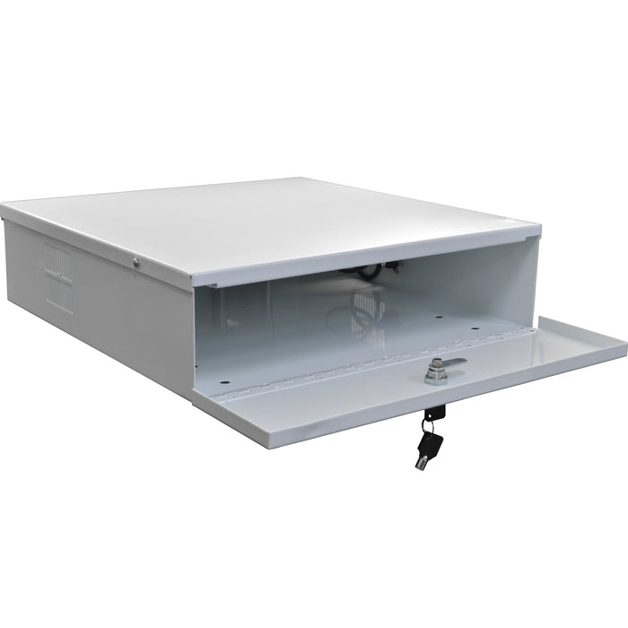 Heavy Duty 18" x 18" x 5" DVR Security Lock Box with Fan for CCTV Security Systems - (Black / White)