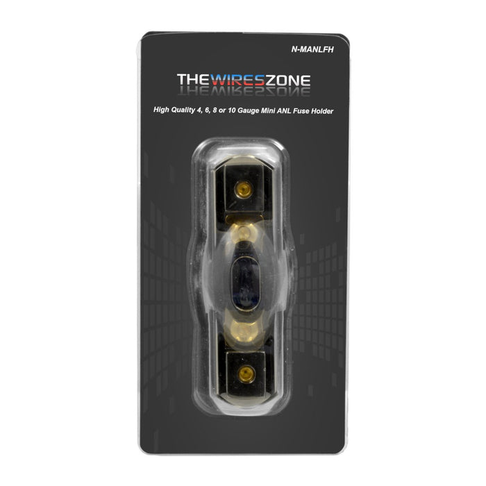 The Wires Zone N-MANLFH Mini ANL Fuse Holder 4, 6 or 8 Gauge Nickel Plated