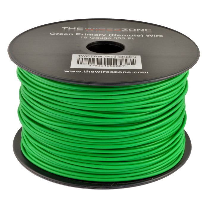 Green 18 Gauge AWG 500ft Copper Clad Aluminum Stranded Primary Remote Wire Cable