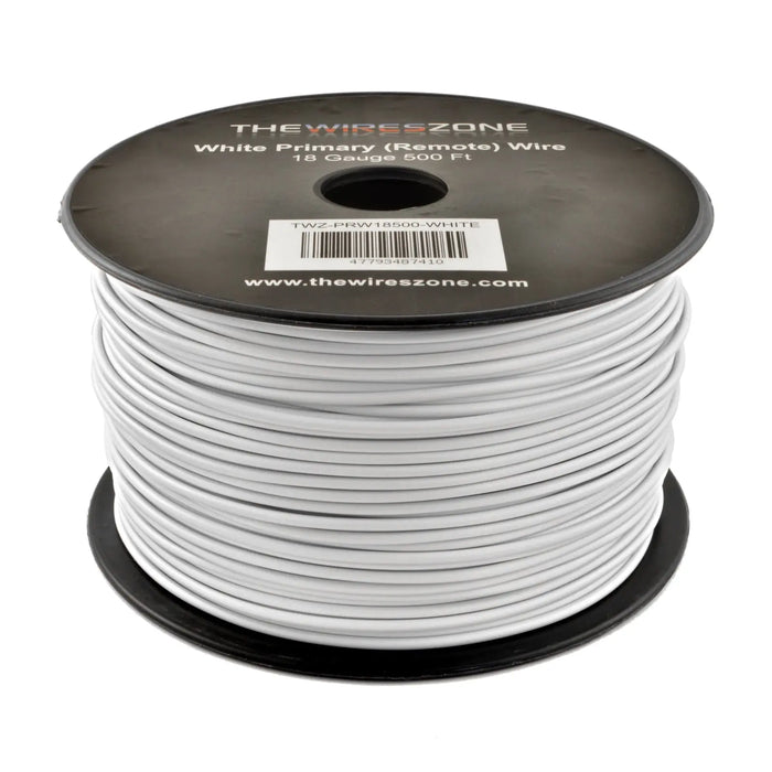 White 18 Gauge AWG 500ft Copper Clad Aluminum Stranded Primary Remote Wire Cable