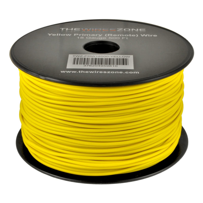Yellow 18 Gauge AWG 500' ft Copper Clad Aluminum Stranded Primary Remote Wire Cable