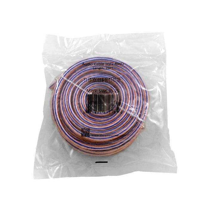 Car Home Audio Speaker Wire Transparent Clear Cable 10AWG 25ft 10