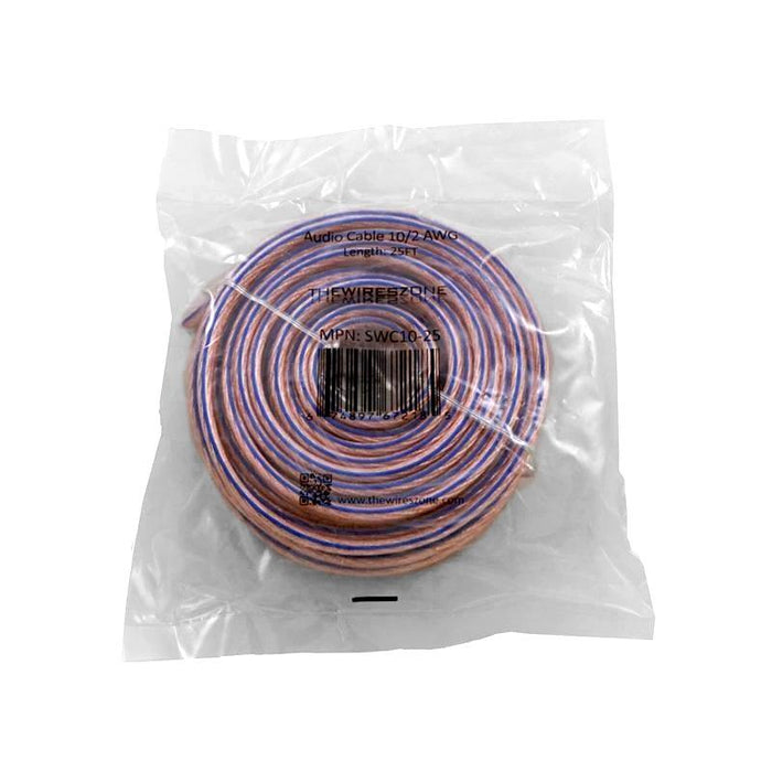 Car Home Audio Speaker Wire Transparent Clear Cable 10AWG 25ft 10/2 Gauge