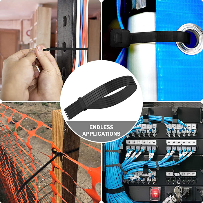 6" Black Zip Ties Cable Nylon Wrap 18 lbs Tensile Strength for Indoor Outdoor (100-1000 Pack)