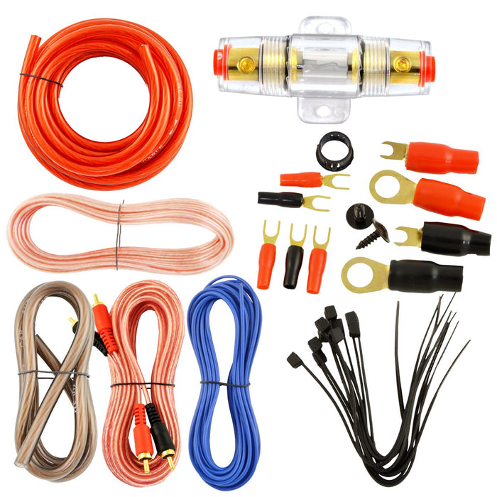 4 Gauge Amplifier Installation Kit with Complete Amp Wiring Cables, 2000W Max Power